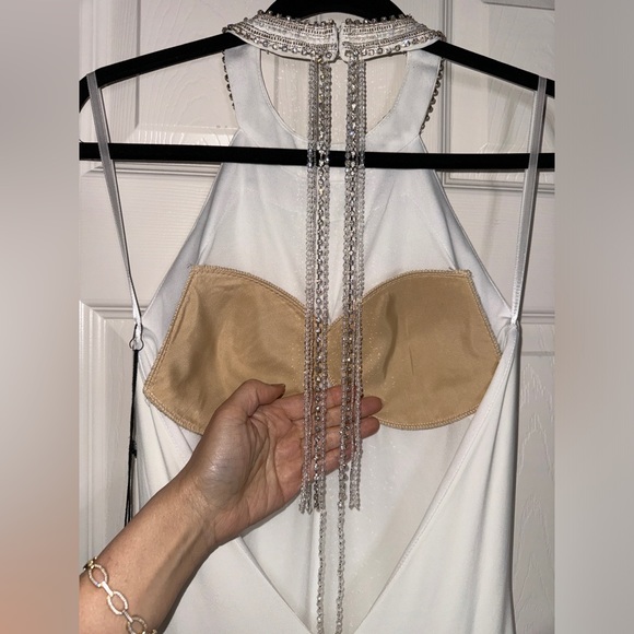 👗 NWT! Mac Duggal Beaded Halter Jersey Knit Dress - Picture 9 of 13